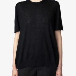 Zadig & Voltaire Ida Signature-wings Cashmere Top -Outlet Pique Style Store R04151983 NOIR ALT04