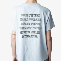 Zadig & Voltaire Omma Core Cho-print Cotton T-shirt -Outlet Pique Style Store R04151987 CIEL ALT03