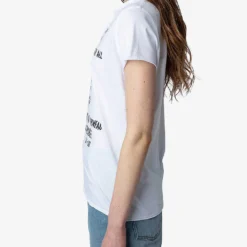 Zadig & Voltaire Henley Text-print Organic-cotton T-shirt -Outlet Pique Style Store R04151991 BLANC ALT02