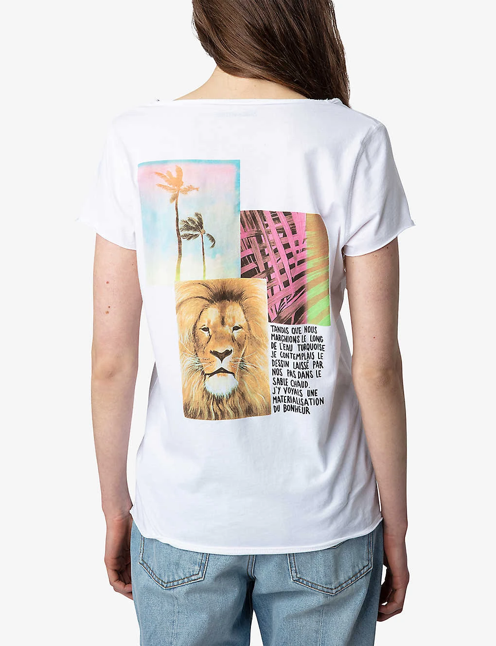 Zadig & Voltaire Henley Lion Palm Photo-print Organic-cotton T-shirt 4 Zadig & Voltaire Henley Lion Palm Photo-print Organic-cotton T-shirt - Image 4