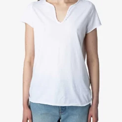 Zadig & Voltaire Henley Lion Palm Photo-print Organic-cotton T-shirt 9 Zadig & Voltaire Henley Lion Palm Photo-print Organic-cotton T-shirt -Outlet Pique Style Store R04151992 BLANC ALT04