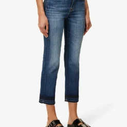 7 For All Mankind The Straight Crop Straight-leg Mid-rise Stretch-denim Jeans -Outlet Pique Style Store R04152125 NOLITADARK ALT02