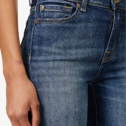 7 For All Mankind The Straight Crop Straight-leg Mid-rise Stretch-denim Jeans -Outlet Pique Style Store R04152125 NOLITADARK ALT04