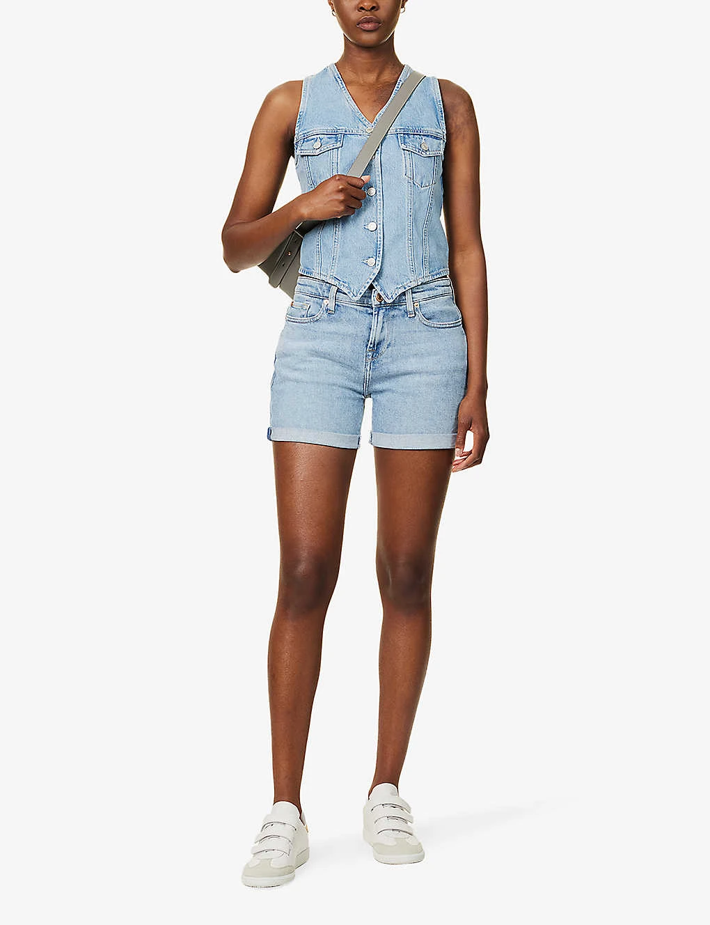 7 For All Mankind Boy Faded-wash Stretch-denim Shorts 2 7 For All Mankind Boy Faded-wash Stretch-denim Shorts - Image 2