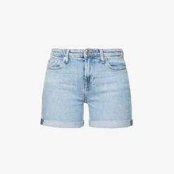 7 For All Mankind Boy Faded-wash Stretch-denim Shorts