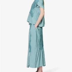 Issey Miyake Imprint Ribbed Rayon-blend Midi Skirt -Outlet Pique Style Store R04152501 LIGHTBLUE ALT01