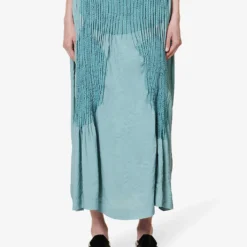 Issey Miyake Imprint Ribbed Rayon-blend Midi Skirt -Outlet Pique Style Store R04152501 LIGHTBLUE ALT02