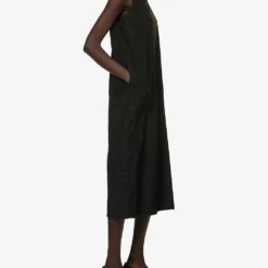 Ayala A-line Silk-blend Midi Dress -Outlet Pique Style Store R04152531 BLACK ALT01