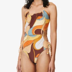 Abstract-print Cut-out Swimsuit -Outlet Pique Style Store R04152814 VISTAPRINT ALT02