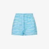 Ganni Tiger-print Drawstring-waist Organic-cotton Shorts