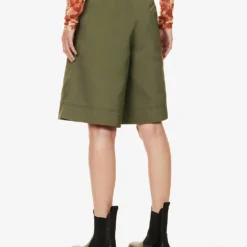 Ganni Mid-rise Belted Woven Shorts -Outlet Pique Style Store R04152894 KALAMATA ALT03