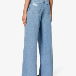 Ganni Faded-wash Raw-hem Wide-leg Relaxed-fit Jeans -Outlet Pique Style Store R04152918 LIGHTBLUESTONE ALT03