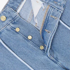 Ganni Faded-wash Raw-hem Wide-leg Relaxed-fit Jeans -Outlet Pique Style Store R04152918 LIGHTBLUESTONE ALT06