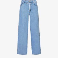 Ganni Faded-wash Raw-hem Wide-leg Relaxed-fit Jeans