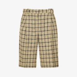 Ganni Checked Mid-rise Organic Cotton-blend Shorts