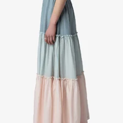 Zadig & Voltaire Jovela Elasticated-waist Flared-cut Cotton Maxi Skirt -Outlet Pique Style Store R04153134 MULTICOLOR ALT02