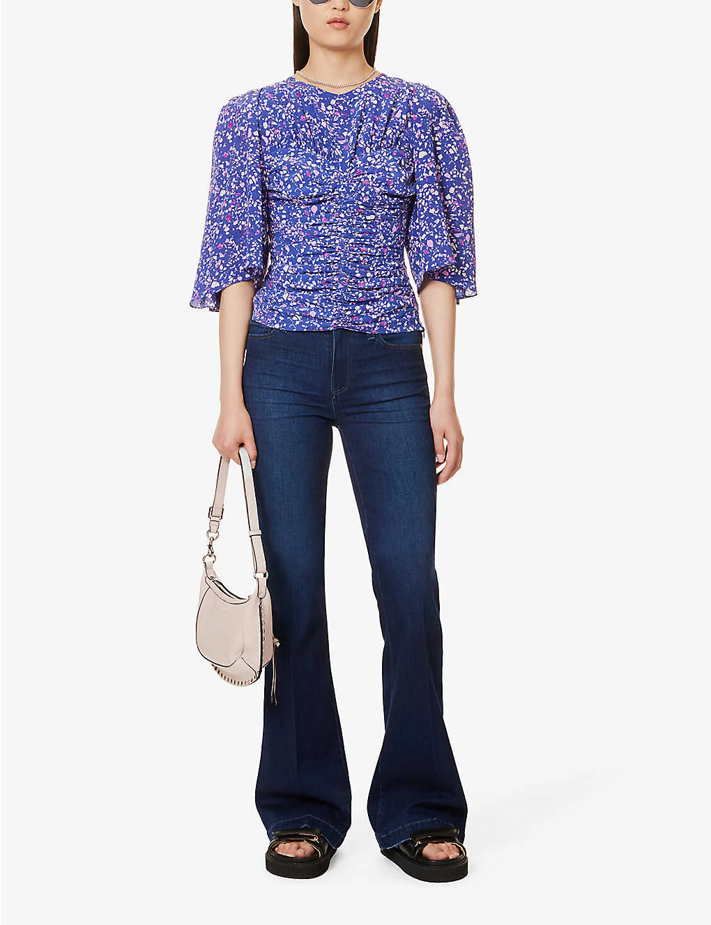 Paige Genevieve Brand-patch Flared High-rise Stretch-denim Blend Jeans 2 Paige Genevieve Brand-patch Flared High-rise Stretch-denim Blend Jeans - Image 2