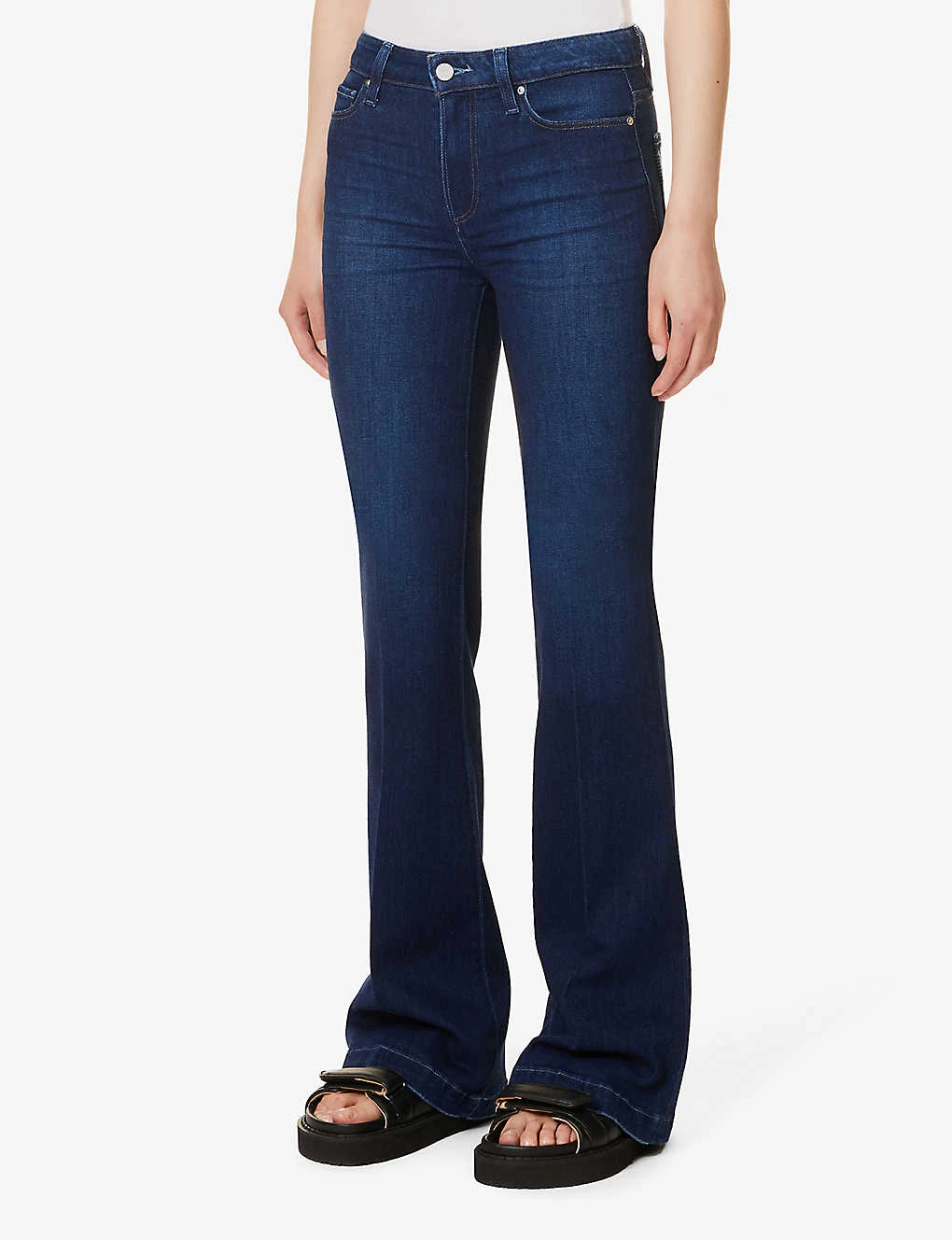 Paige Genevieve Brand-patch Flared High-rise Stretch-denim Blend Jeans 3 Paige Genevieve Brand-patch Flared High-rise Stretch-denim Blend Jeans - Image 3