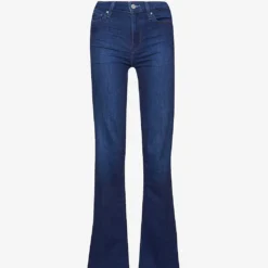 Paige Genevieve Brand-patch Flared High-rise Stretch-denim Blend Jeans