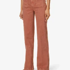 Paige Leenah Wide-leg High-rise Stretch-denim Jeans -Outlet Pique Style Store R04153187 VINTAGEBURNTTERRACOTTA ALT02