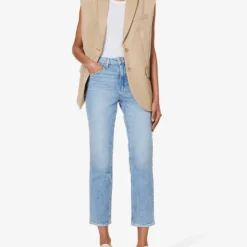 Paige Sarah Belt-loop High-rise Straight-leg Cotton-blend Jeans -Outlet Pique Style Store R04153204 SANSEBASTIANDISTRESSED ALT01