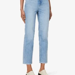Paige Sarah Belt-loop High-rise Straight-leg Cotton-blend Jeans -Outlet Pique Style Store R04153204 SANSEBASTIANDISTRESSED ALT02