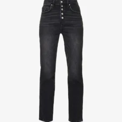 Paige Stella Belt-loop High-rise Straight-leg Cotton-blend Jeans