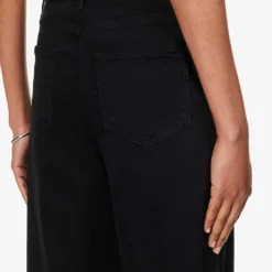 Paige Harper Wide-leg High-rise Cotton-blend Jeans -Outlet Pique Style Store R04153211 BLACKCAVIAR ALT05