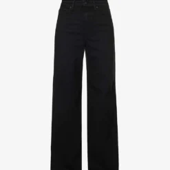 Paige Harper Wide-leg High-rise Cotton-blend Jeans