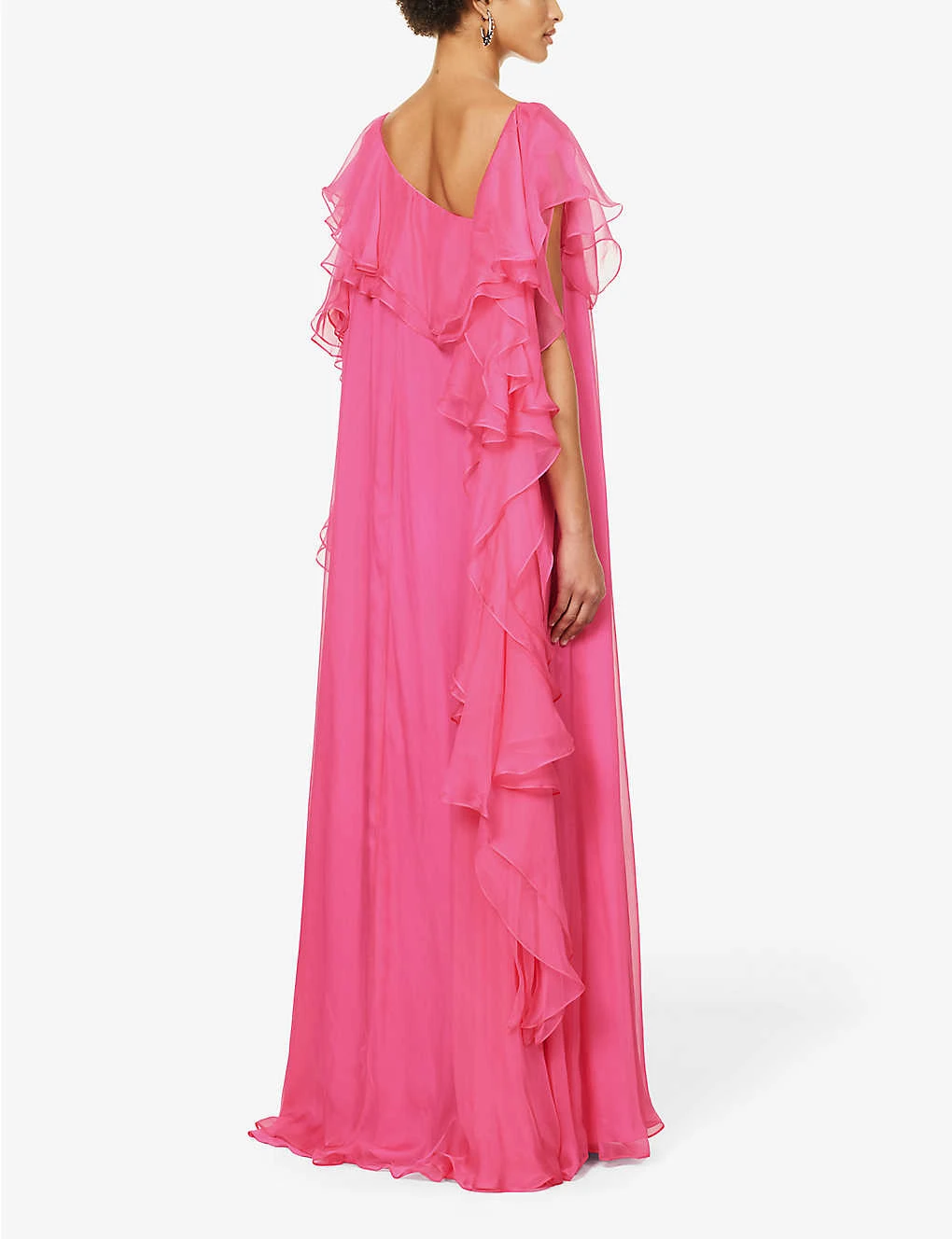 Alexander McQueen Frill-trim One-shoulder Silk Maxi Dress 2 Alexander McQueen Frill-trim One-shoulder Silk Maxi Dress - Image 2