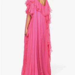 Alexander McQueen Frill-trim One-shoulder Silk Maxi Dress 8 Alexander McQueen Frill-trim One-shoulder Silk Maxi Dress -Outlet Pique Style Store R04153266 PSYCHEDELICPINK ALT03