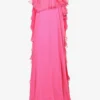 Alexander McQueen Frill-trim One-shoulder Silk Maxi Dress