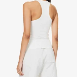 Scoop-neck Fitted Stretch-cotton Top -Outlet Pique Style Store R04153488 WHITE ALT03