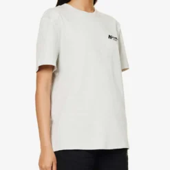 Outline Logo-print Cotton-jersey T-shirt -Outlet Pique Style Store R04153493 GREYMELANGE ALT02