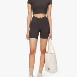 Ultimate Wrap-over High-rise Stretch-woven Shorts -Outlet Pique Style Store R04153512 COFFEEBEAN ALT01