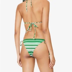 Striped Halterneck Triangle Bikini Top -Outlet Pique Style Store R04153637 GREENSTRIPE ALT02