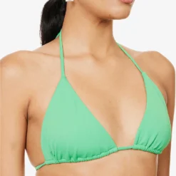 Halterneck Triangle Bikini Top -Outlet Pique Style Store R04153638 KELLYGREEN ALT03
