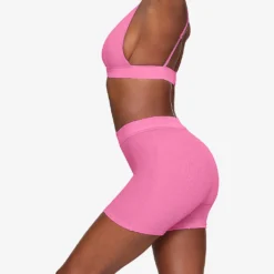 Ribbed Brand-patch Stretch-cotton Shorts -Outlet Pique Style Store R04153780 PINK ALT02