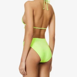 GOOD AMERICAN Sparkle Tie-front Bikini Top -Outlet Pique Style Store R04154433 ELECTRICLIME002 ALT02