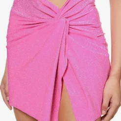 GOOD AMERICAN Sparkle Twist-detail Stretch-woven Sarong -Outlet Pique Style Store R04154436 KNOCKOUTPINK001 ALT04