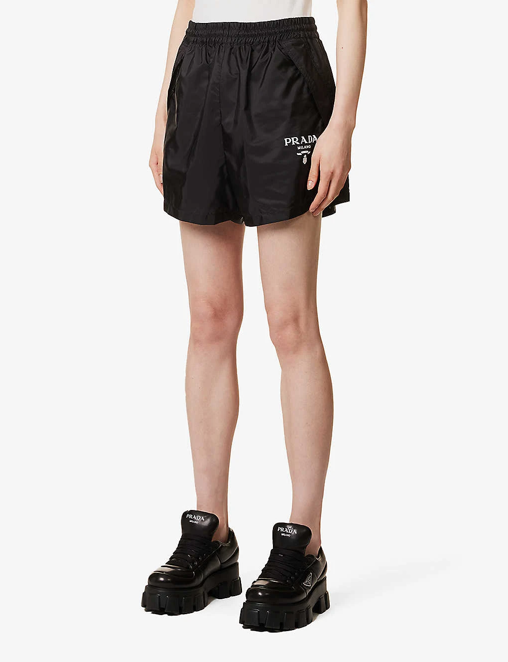 Prada Re-Nylon Brand-print Recycled-polyamide Shell Shorts 3 Prada Re-Nylon Brand-print Recycled-polyamide Shell Shorts - Image 3