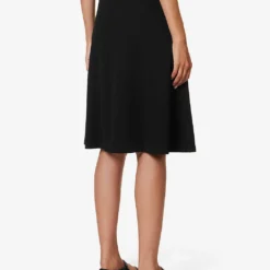 Vince Smocked Mid-rise Woven Midi Skirt -Outlet Pique Style Store R04154651 BLACK ALT03