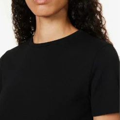 Vince Round-neck Short-sleeves Woven T-shirt -Outlet Pique Style Store R04154652 BLACK ALT04