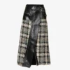 Alexander McQueen Contrast-panel Tweed And Leather Midi Skirt