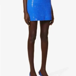 Sequin-embellished Fitted Stretch-woven Mini Skirt -Outlet Pique Style Store R04154797 BLUE ALT02