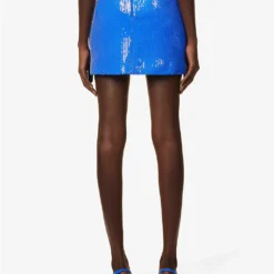 Sequin-embellished Fitted Stretch-woven Mini Skirt -Outlet Pique Style Store R04154797 BLUE ALT03