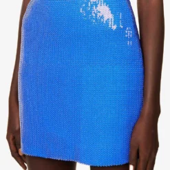 Sequin-embellished Fitted Stretch-woven Mini Skirt -Outlet Pique Style Store R04154797 BLUE ALT04