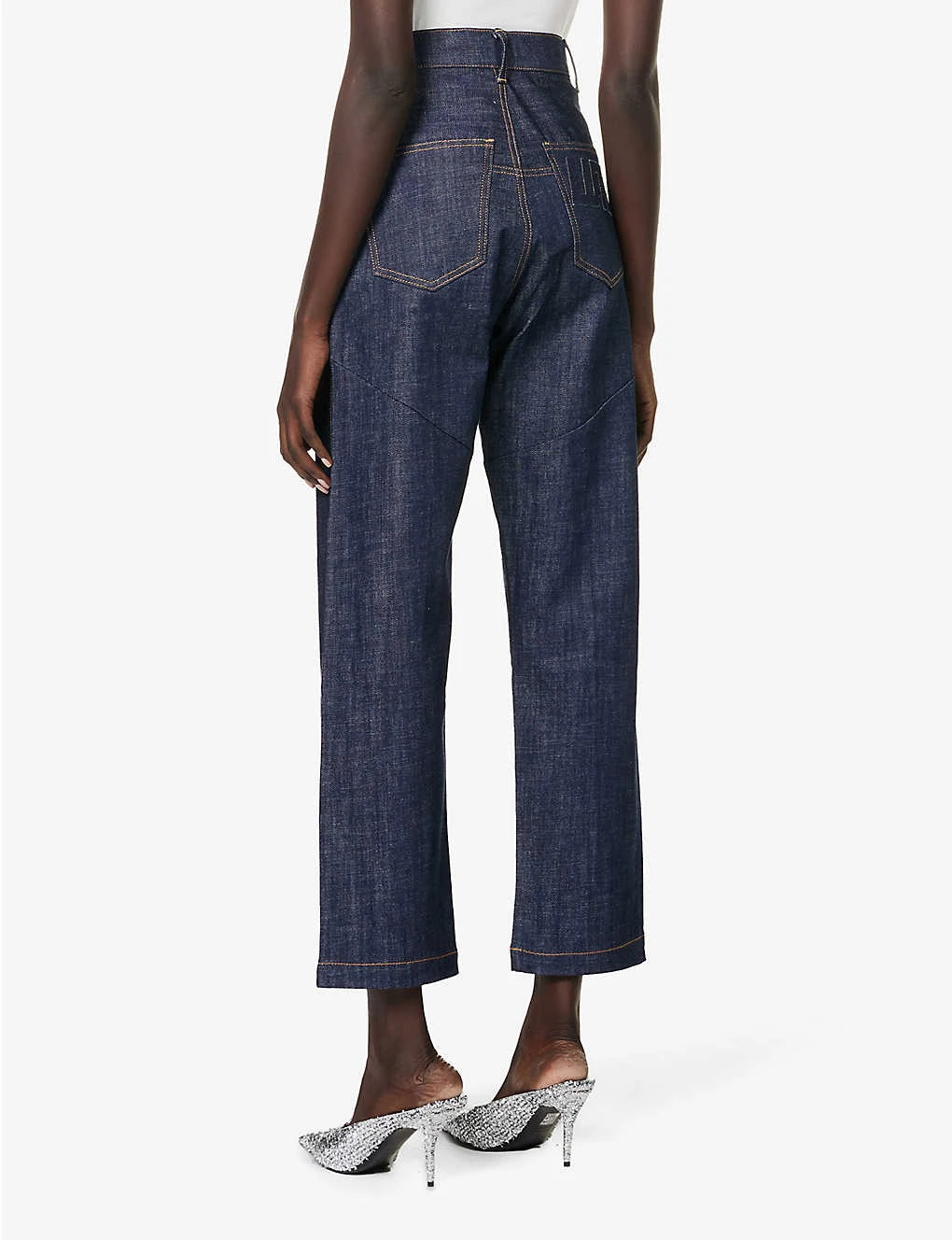 Crystal-embellished Straight-leg Mid-rise Stretch-organic Denim Jeans 4 Crystal-embellished Straight-leg Mid-rise Stretch-organic Denim Jeans - Image 4