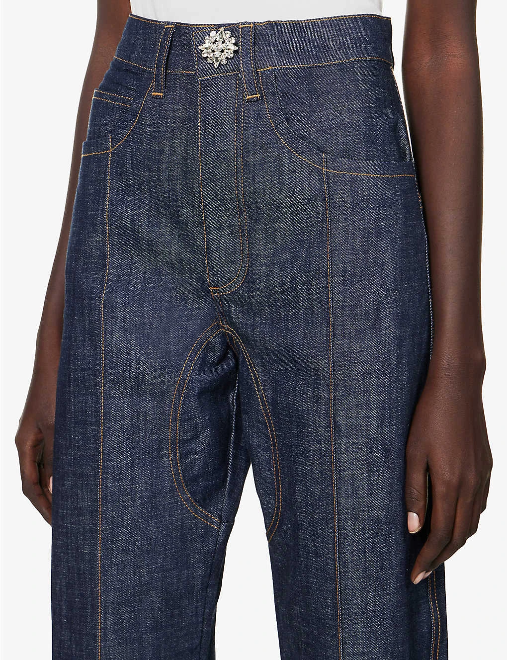 Crystal-embellished Straight-leg Mid-rise Stretch-organic Denim Jeans 5 Crystal-embellished Straight-leg Mid-rise Stretch-organic Denim Jeans - Image 5