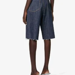 Crystal-embellished Straight-leg Mid-rise Stretch-organic Denim Shorts -Outlet Pique Style Store R04154808 DENIM ALT03